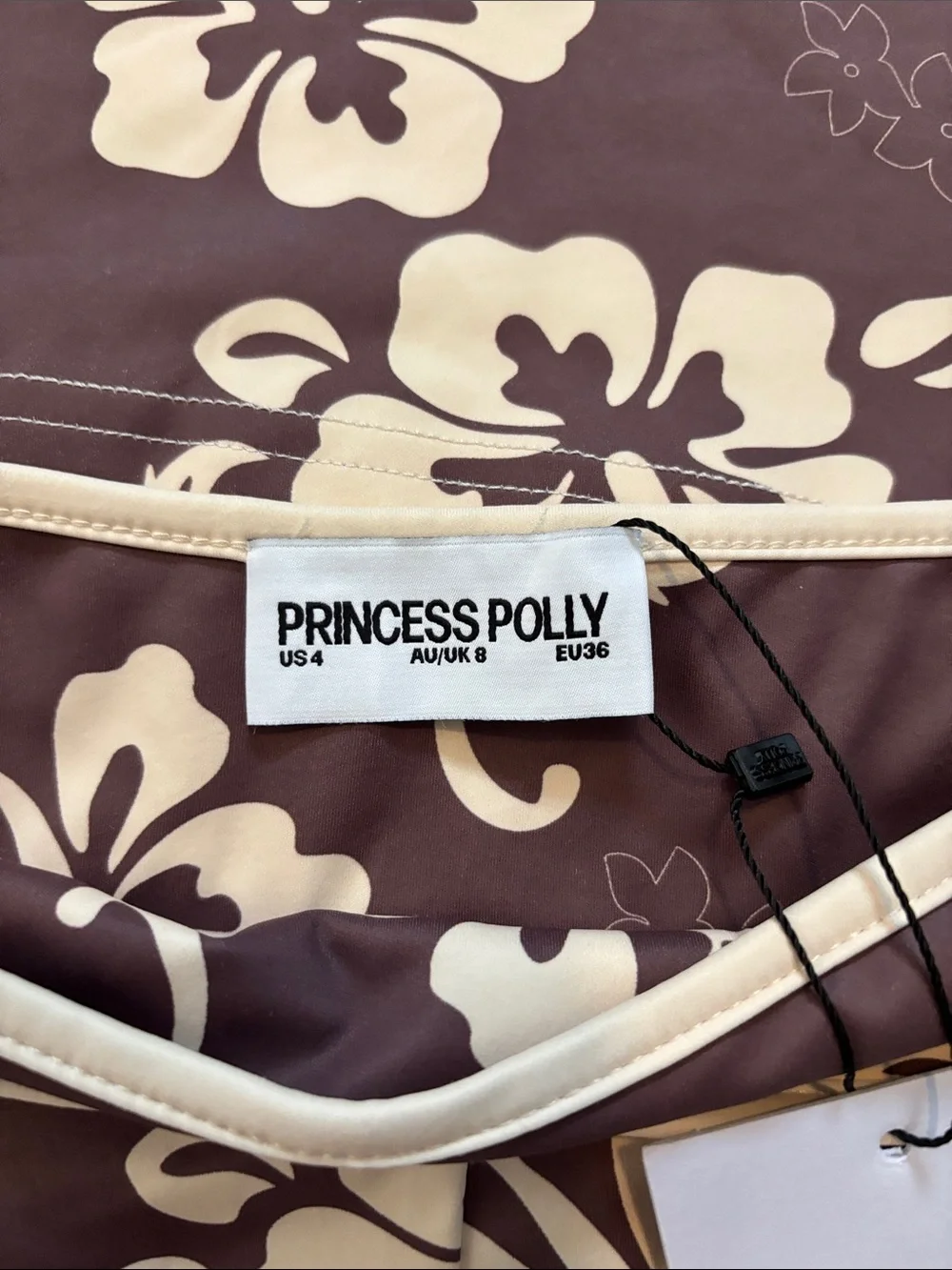 Princess Polly Brown and Cream Floral Bikini Top and Boy shorts